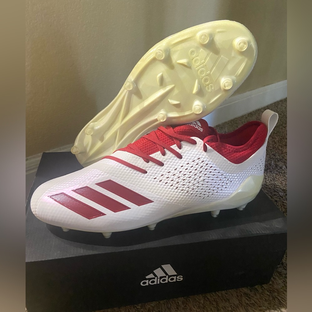 Adidas Football Cleats Adizero 5-star 7.0 Size 13 Red And White Iridescent